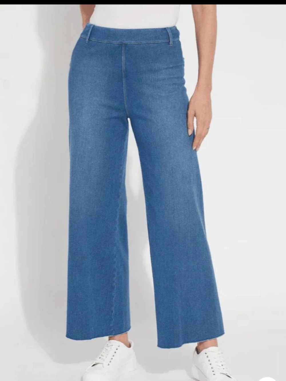 Lysse Mid Wash Erin Hi Waist Wide Leg Stretch Ankle Jeans Size L
